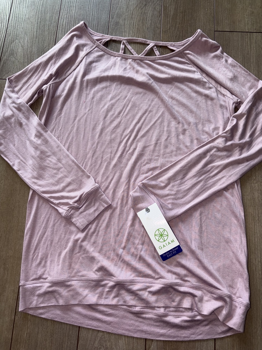 Gaiam Ruby Tunic Women's Pink Long Sleeve Yoga Top Size XS Strappy Back NWT